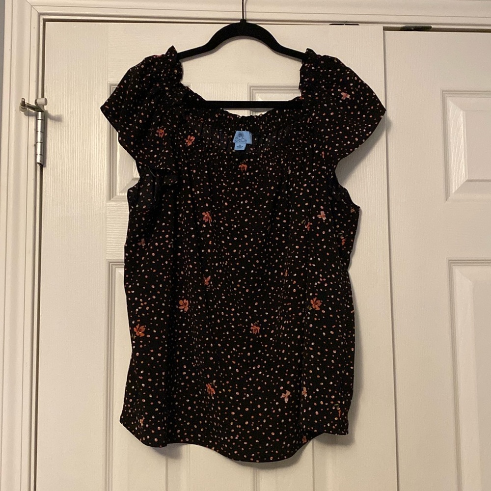 CeCe Flutter Sleeve Floral Blouse Size XL